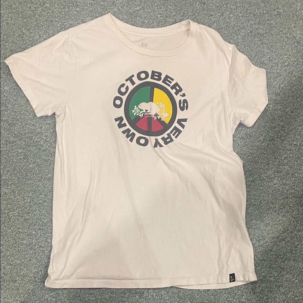 Roots White Graphic Tee with Gold Logo